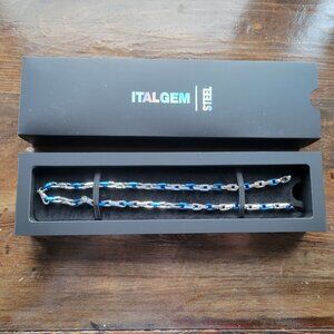italgem Stainless Steel White & Blue 24" Necklace